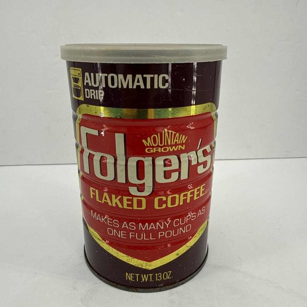 Vtg‎ Advertisement Folgers Coffee Metal Can Cincinnati Ohio 13OZ
